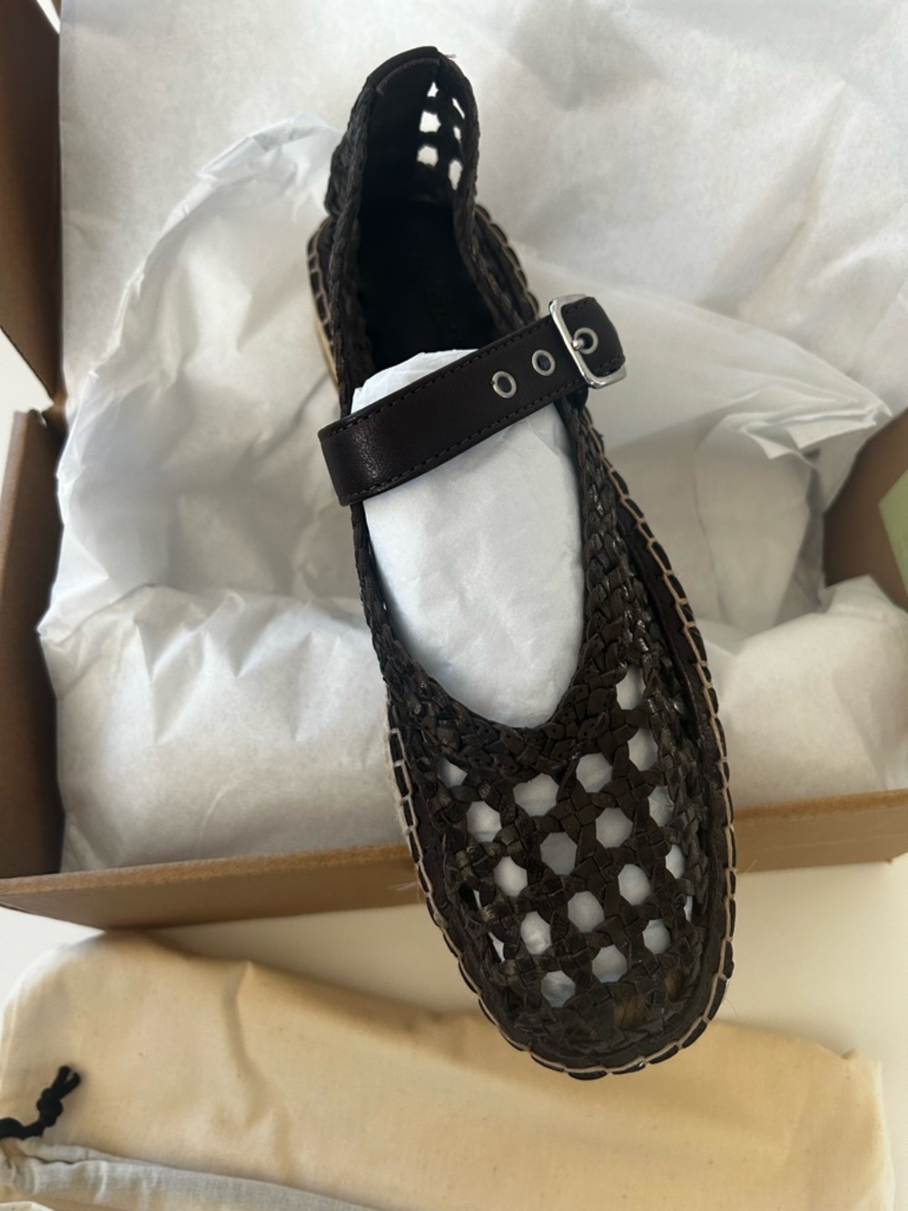 NIB • Madewell Remy Mary Jane Espareilles in Woven dark Carob - 6.5 - Picture 6 of 10